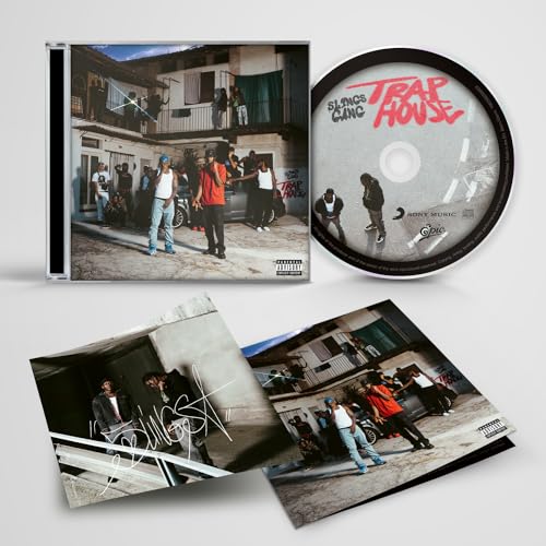 CD case and disc for Slings’ “Traphouse” album, featuring a group portrait.