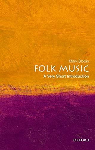 Book cover: "Folk Music" by Mark Slobin, with orange and purple abstract design.