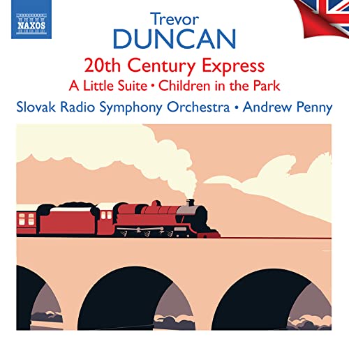 CD cover featuring a red steam train passing under a stone bridge.