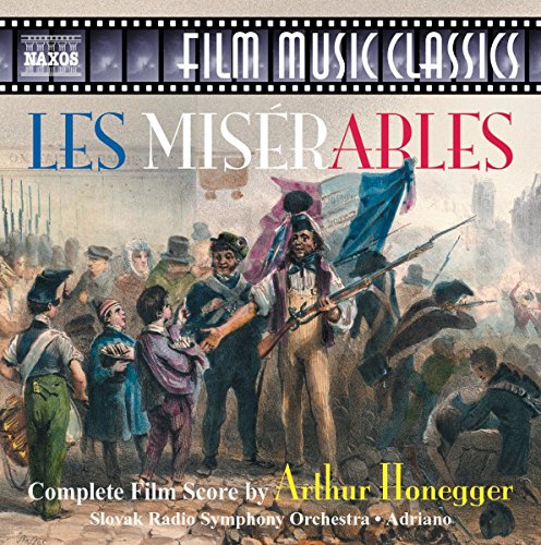 "CD cover with 'Les Miserables' title and historical battle scene illustration."