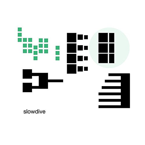 Slowdive’s Pygmalion vinyl album cover: abstract green and black geometric shapes.