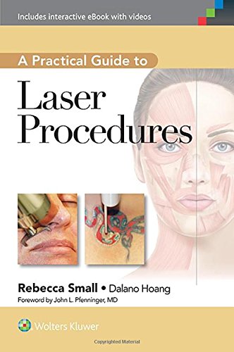 Book cover: “A Practical Guide to Laser Procedures” with medical imagery.