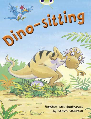 Book cover: a yellow dinosaur, a blue bird, and green foliage.