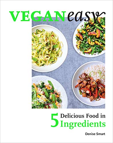 Cookbook cover featuring three vegan dishes and bold green text.