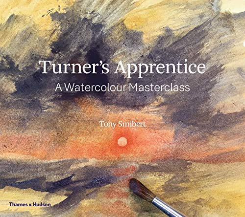 Book cover featuring a sunset watercolour painting and a paintbrush in the corner.