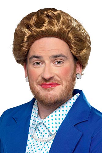 Brown wig on a headband, styled to resemble Margaret Thatcher's iconic hairstyle.
