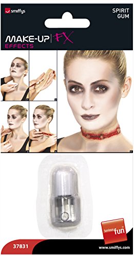 Smiffys spirit gum adhesive in a small bottle with application instructions on the packaging.