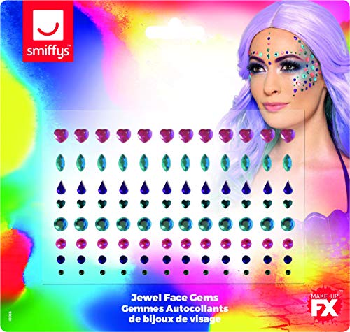 Smiffys Jewel Face Gems packaging with purple, teal, and silver gems.