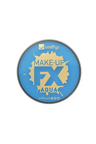 Round blue face and body paint pot with gold lettering.