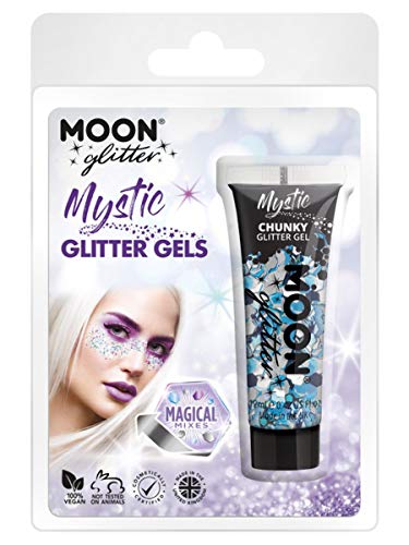 Packaging for Smiffys Moon Glitter Mystic chunky glitter gel, mixed colors.