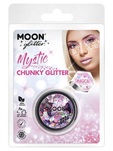 Packaging for Smiffys Moon Glitter Mystic chunky, mixed-colour cosmetic glitter.