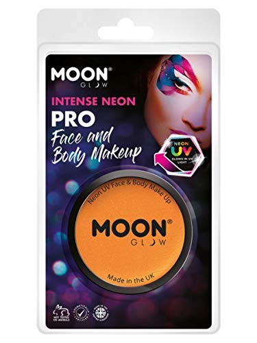 Orange UV face and body makeup pot in clear plastic packaging.