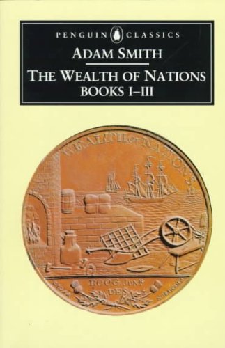 "Paperback book cover with 18th-century cityscape and 'Penguin Classics' logo, featuring Adam Smith's book title."