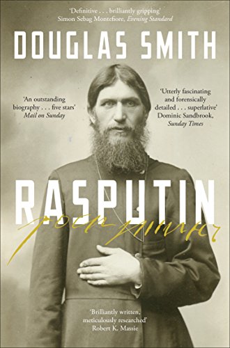 Book cover: portrait of Grigori Rasputin, long beard, dark clothing.