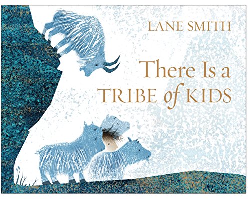 Book cover: blue illustrated mammoths and a child’s profile.