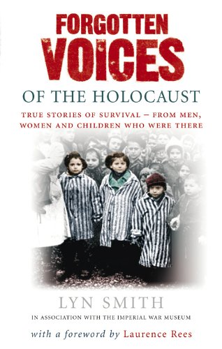 Book cover: "Forgotten Voices of The Holocaust" with a historical photo.