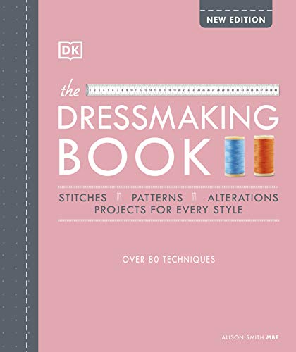 Cover of "The Dressmaking Book" with sewing tools and text.