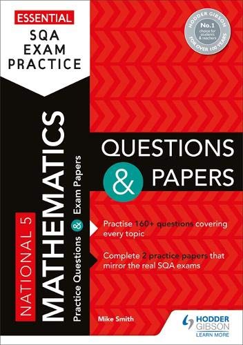 Red and black textbook cover for National 5 Mathematics exam practice.