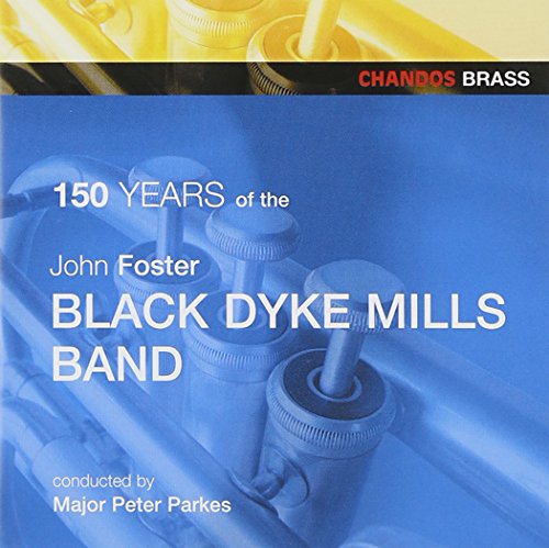 CD cover for Black Dyke Mills Band’s 150 Years album, brass instruments.