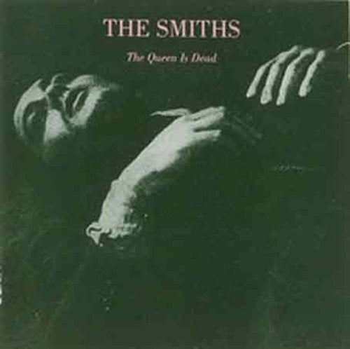 Green-tinted album cover for The Smiths' The Queen Is Dead featuring a reclining man.