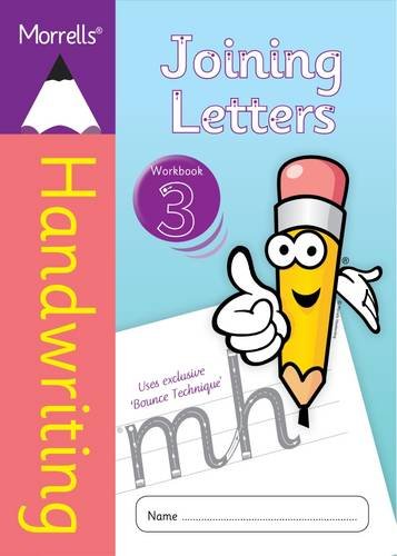Workbook cover with pencil, letters, and handwriting practice exercises.