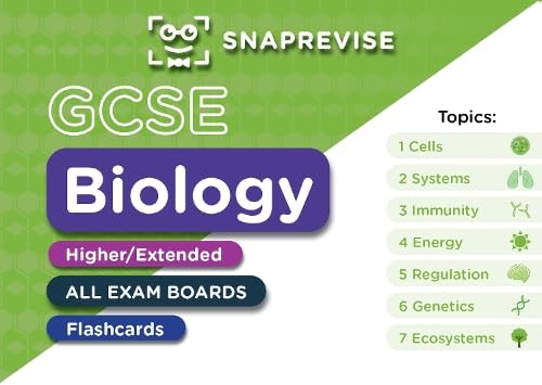 SnapRevise GCSE Biology flashcards cover with topic list and illustrations.