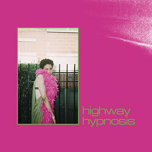 CD cover: person with pink feathers, brick wall, and text “highway hypnosis”.