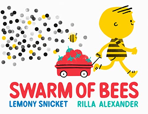 Book cover: boy pulling a red wagon with strawberries, bees flying.