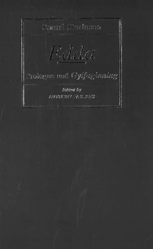 Black book cover with embossed silver text: "Edda Prologue and Gylfaginning.