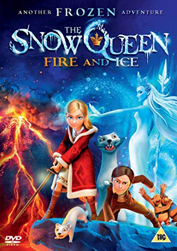 Animated DVD cover featuring characters in winter scene with fire and ice elements.