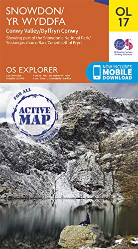Ordnance Survey map cover featuring a rugged mountain landscape of Snowdon.