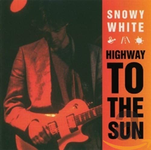 CD cover: Snowy White playing guitar, red and black color scheme.