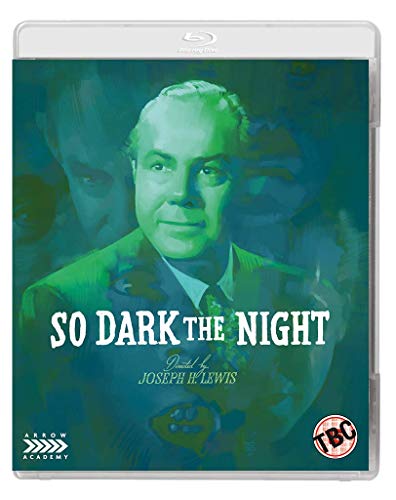 Blu-ray cover for “So Dark The Night” featuring a man’s portrait in green.