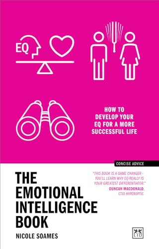 Book cover with white icons on a pink and black background.