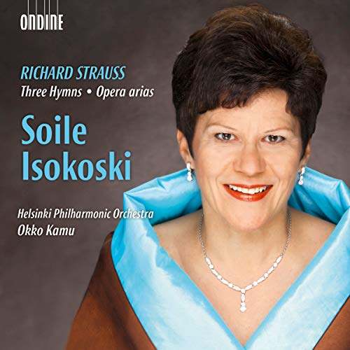 Portrait of Soile Isokoski on a CD cover for Richard Strauss Three Hymns.