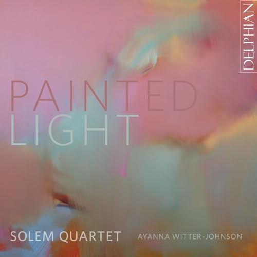 CD cover for Solem Quartet’s “Painted Light” with abstract pink and blue hues.