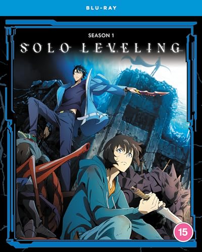 Solo Leveling Season 1 Blu-ray cover featuring two anime characters in a ruined landscape.