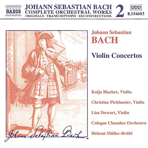 CD cover for Bach's Violin Concertos featuring a historical portrait.