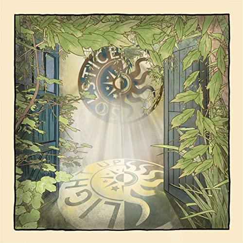 CD cover: open doorway framed by greenery, with sun and star imagery.