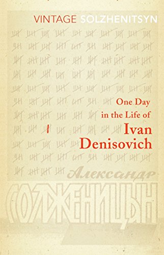 Book cover for "One Day in the Life of Ivan Denisovich" by Solzhenitsyn.