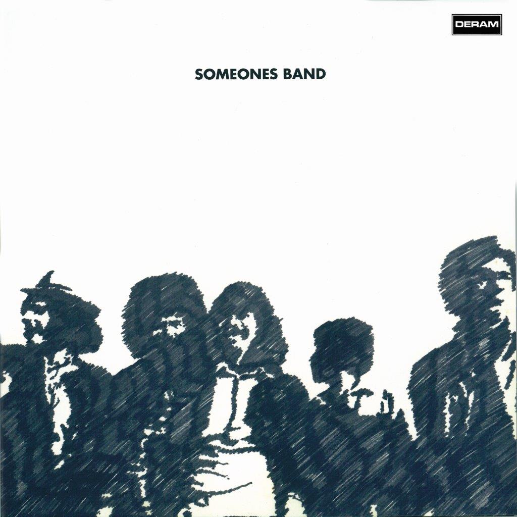 "Album cover with sketch of four people and 'Someones Band' title."