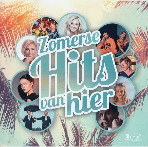 CD cover for “Zomerse Hits” featuring multiple smiling faces and palm leaves.