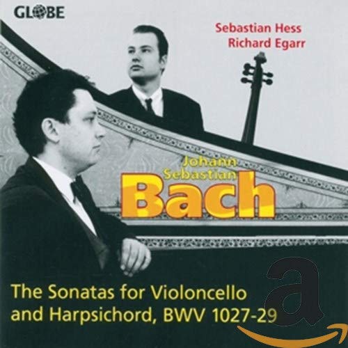 CD cover featuring portraits of musicians and a cello, with "Bach" in gold.