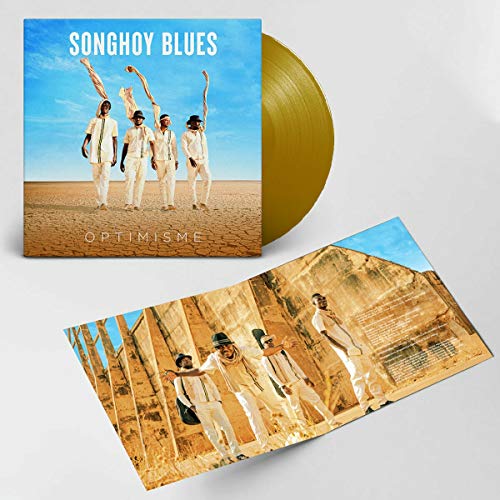 Songhoy Blues “Optimisme” vinyl record with band photo and gatefold sleeve.