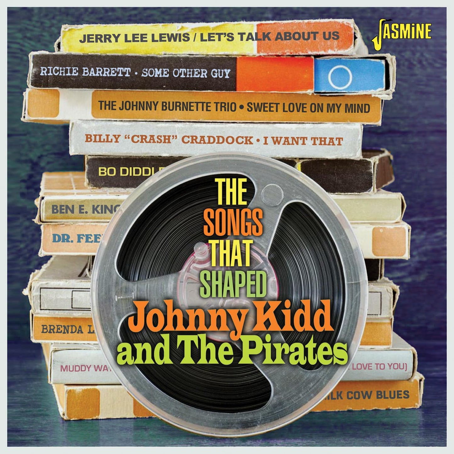 CD cover for Johnny Kidd & The Pirates with stacked vinyl records.