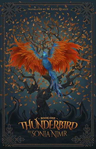 Book cover: orange and blue Thunderbird perched on a dark, bare tree.