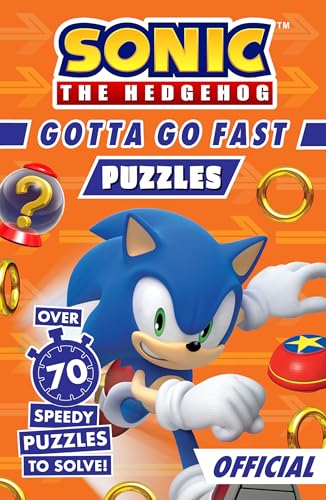 Sonic the Hedgehog puzzle book cover with rings and a question mark.