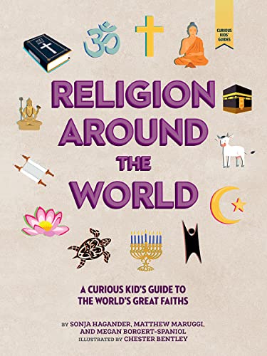 Book cover with religious symbols and the title "Religion Around the World".