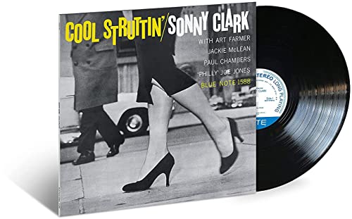 Sonny Clark's "Cool Struttin'" vinyl record with album cover and black disc.