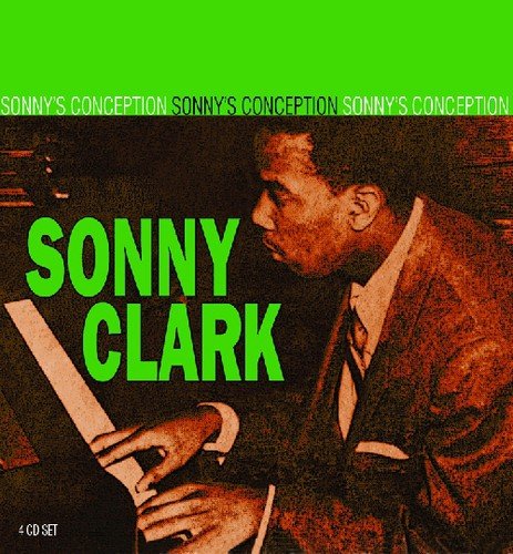 "CD cover of Sonny Clark playing piano, sepia-toned image with green text."